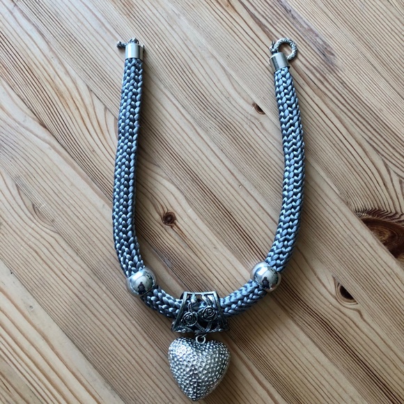 Hand Crafted Grey and Silver  Heart Necklace - Picture 5 of 5